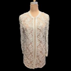 Glamorous SCALA White Lace Beaded Sequin Jacket SMALL